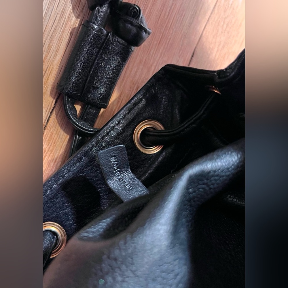 SOLD Dior Black Leather Vintage Backpack W/Gold Hardware And Drawstring Closure - Picture 11 of 16